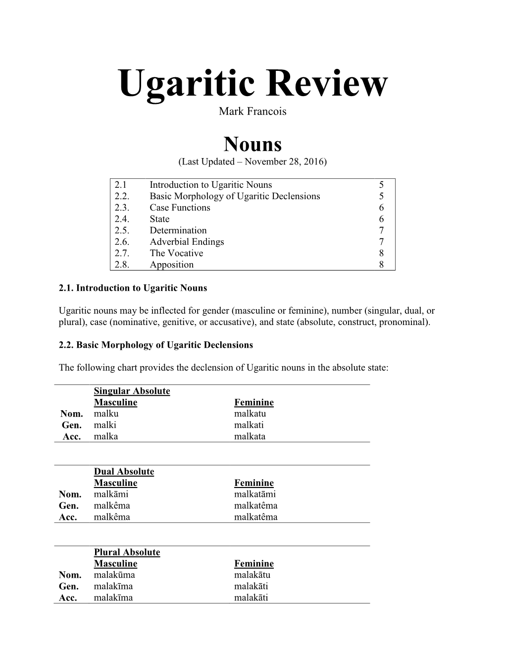Ugaritic Review Mark Francois