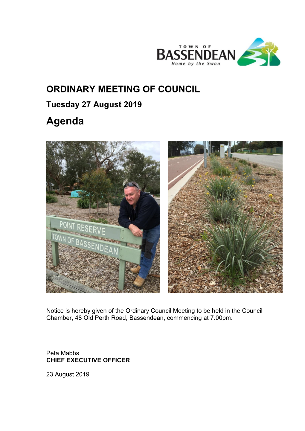 ORDINARY MEETING of COUNCIL Tuesday 27 August 2019