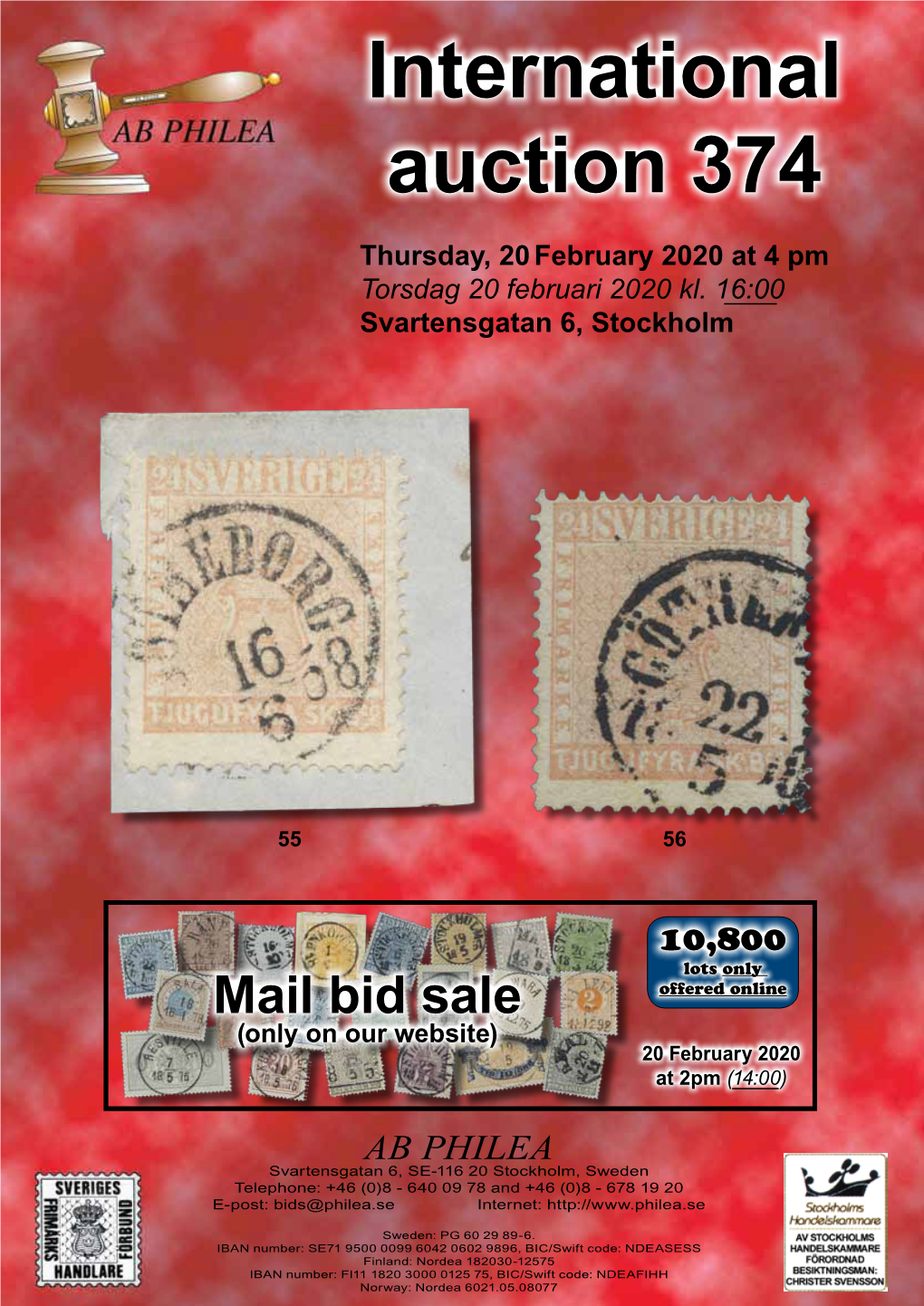 Auction 374 Thursday, 20 February 2020 at 4 Pm Torsdag 20 Februari 2020 Kl