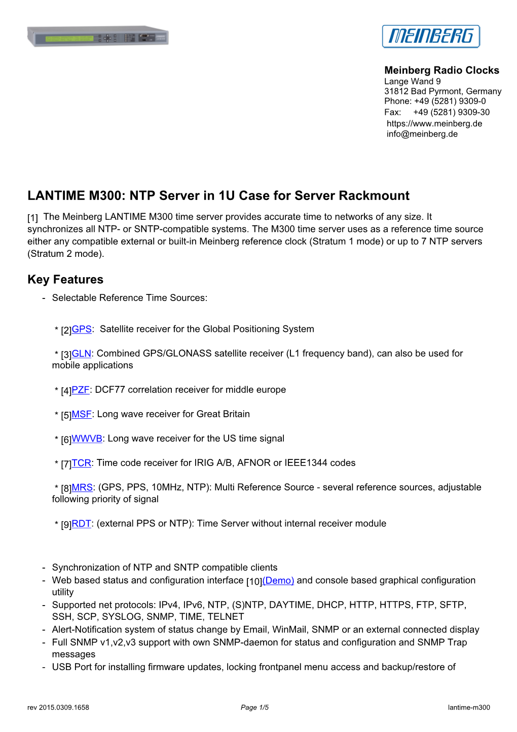 LANTIME M300: NTP Server in 1U Case for Server Rackmount