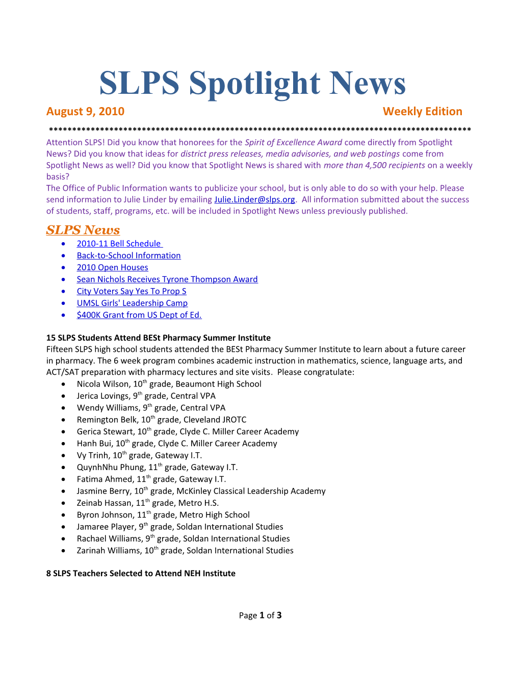 SLPS Spotlight News s1