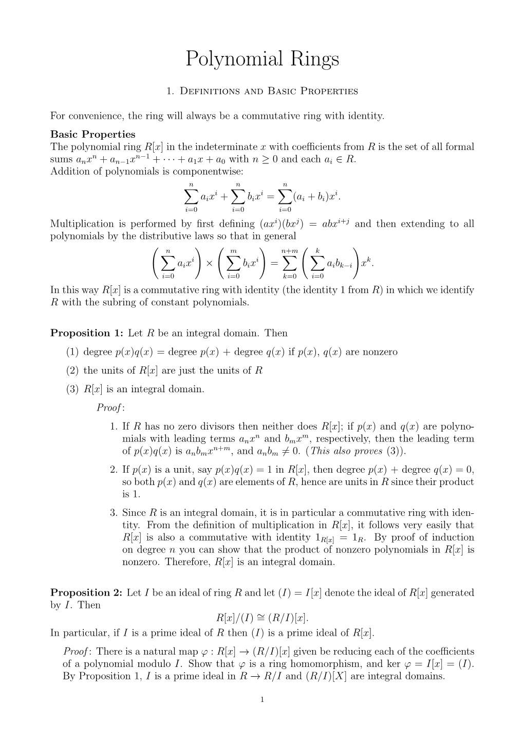 Polynomial Rings