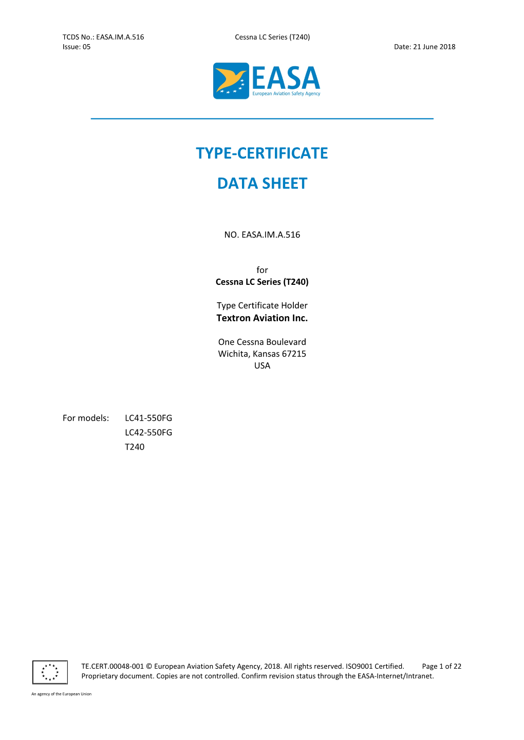 Type-Certificate Data Sheet