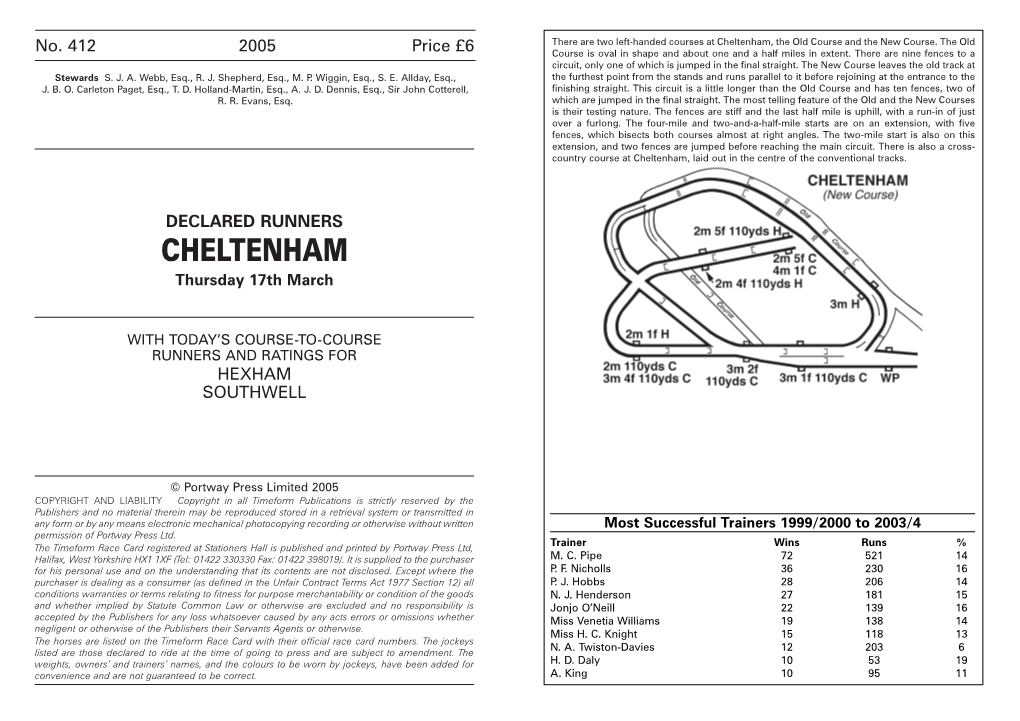 Cheltenham, the Old Course and the New Course