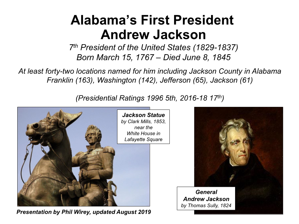 Andrew Jackson Alabama's First President