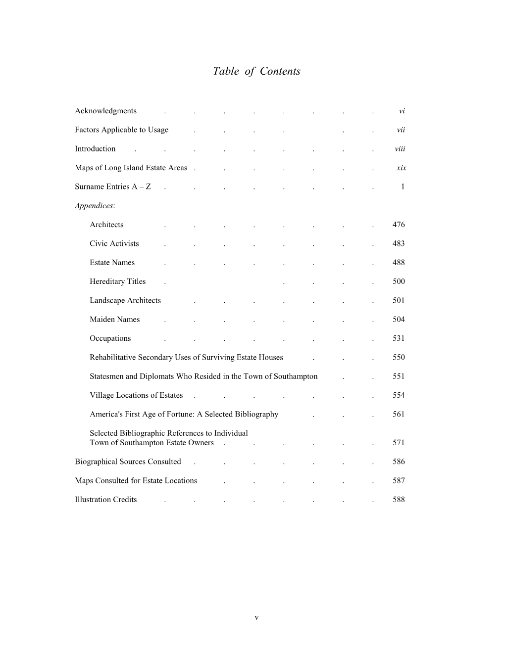 Table of Contents