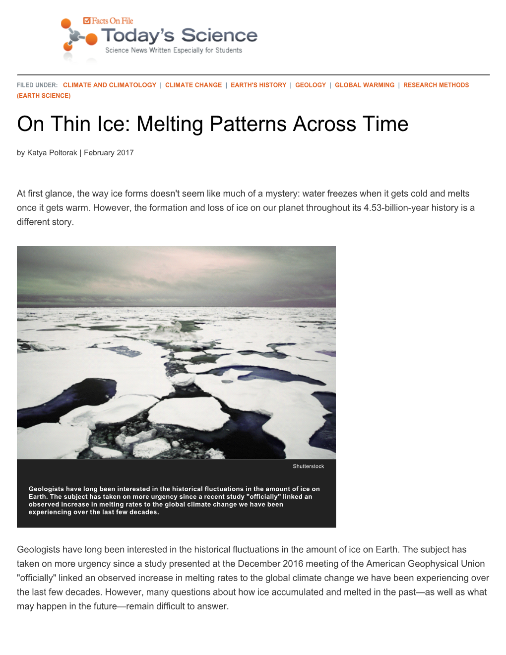 On Thin Ice: Melting Patterns Across Time by Katya Poltorak | February 2017