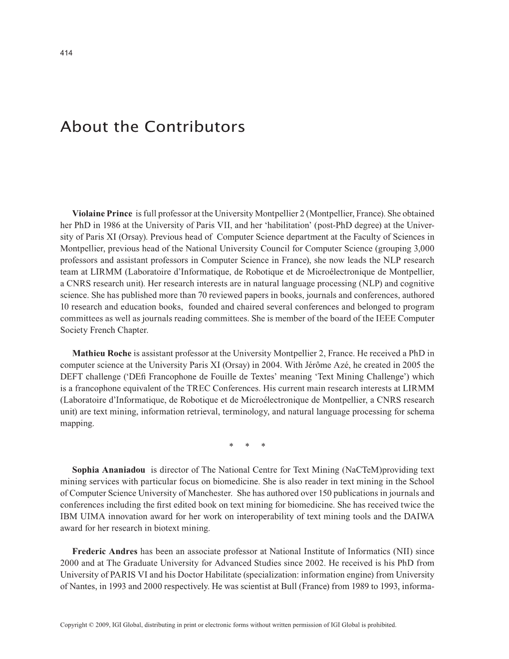 About the Contributors