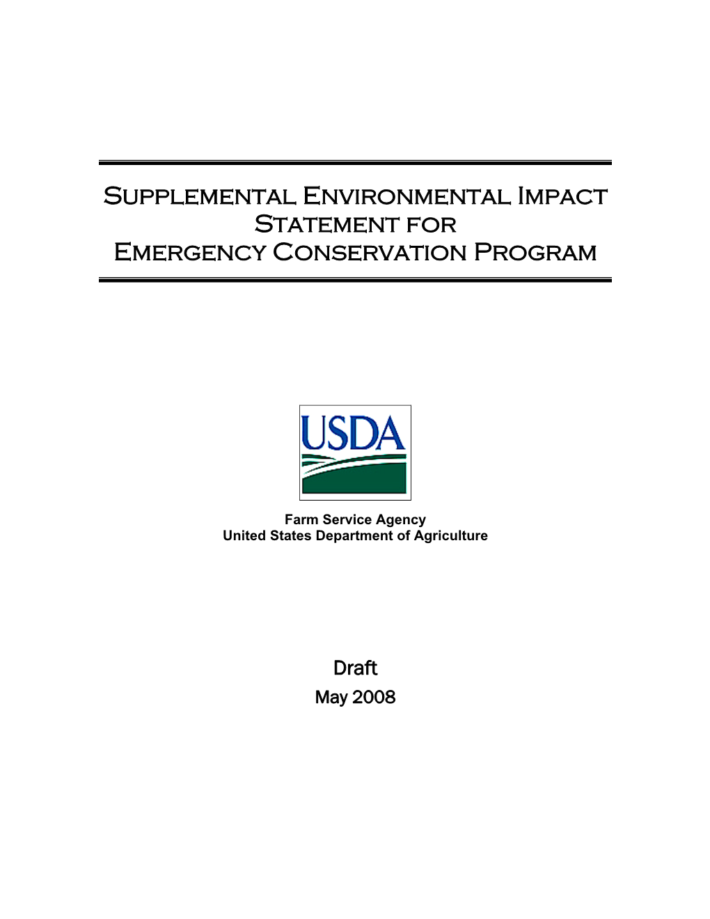 Supplemental Environmental Impact Statement for Emergency Conservation Program