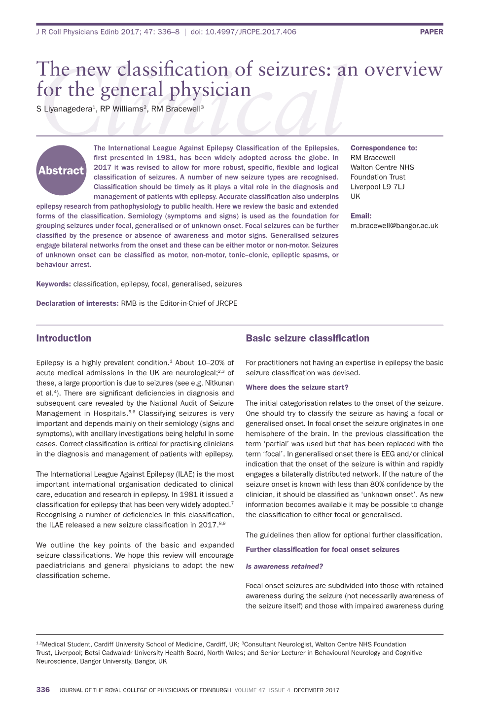 The New Classification of Seizures