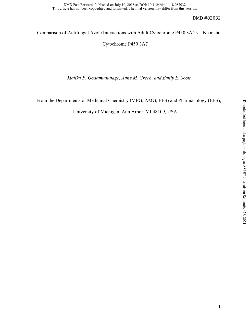 Comparison of Antifungal Azole Interactions with Adult Cytochrome P450 3A4 Vs