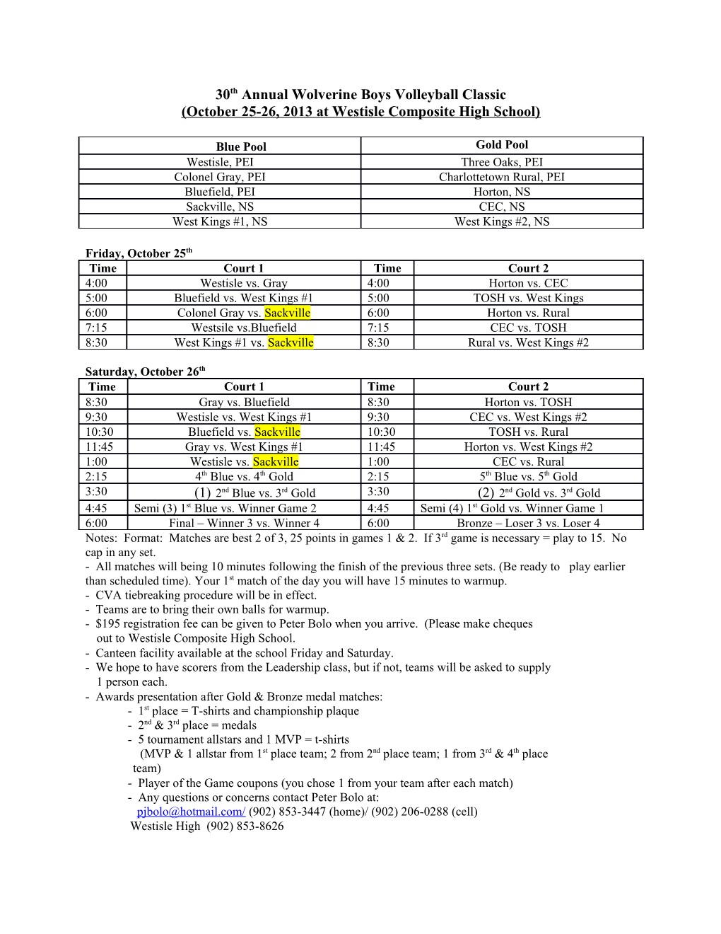 30Th Annual Wolverine Boys Volleyball Classic