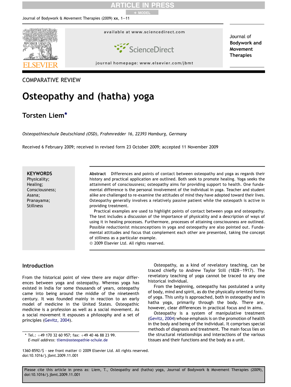Osteopathy and (Hatha) Yoga