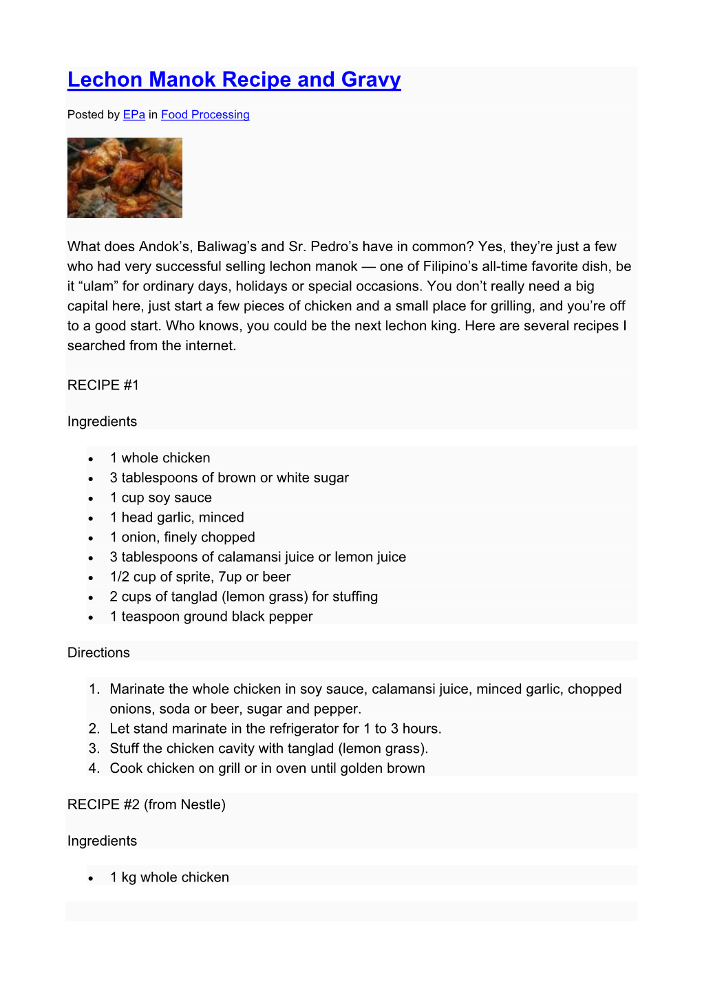 Lechon Manok Recipe and Gravy