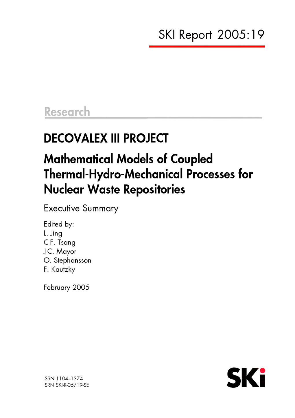 DECOVALEX III PROJECT. Mathematical Models of Coupled