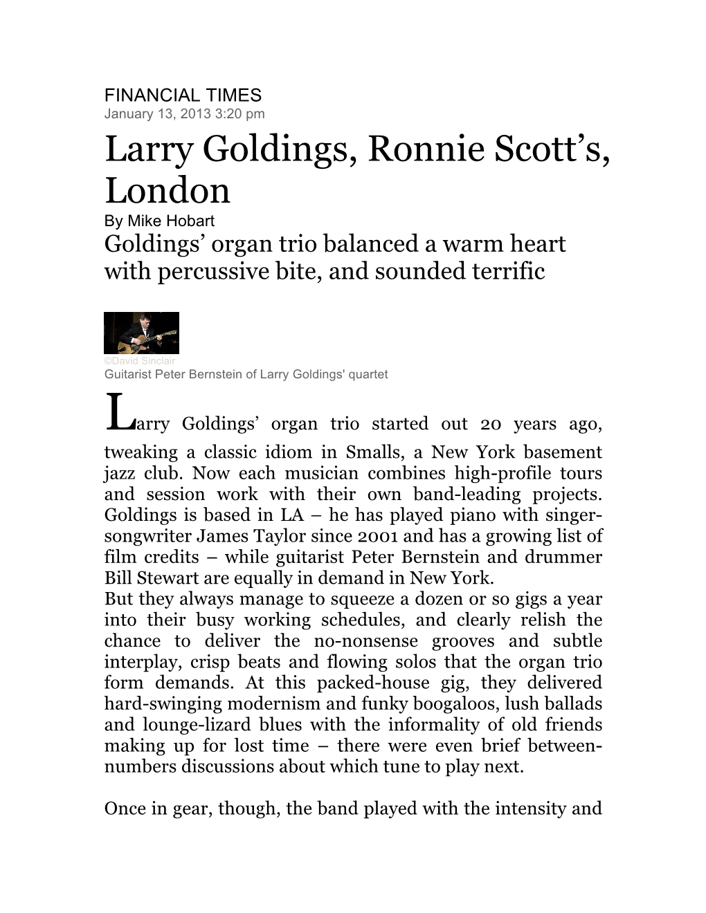 Larry Goldings, Ronnie Scott's, London