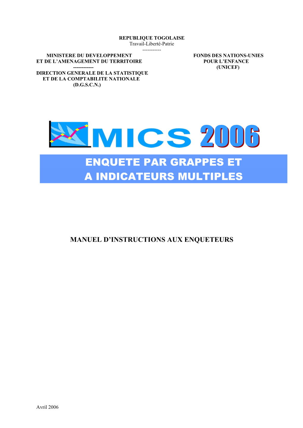 Enquete Par Grappes Et a Indicateurs Multiples