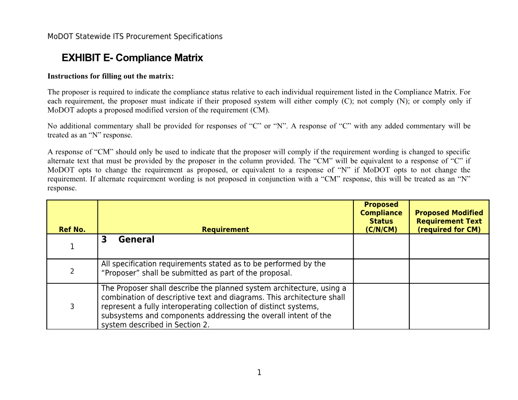 Appendix C: Compliance Matrix