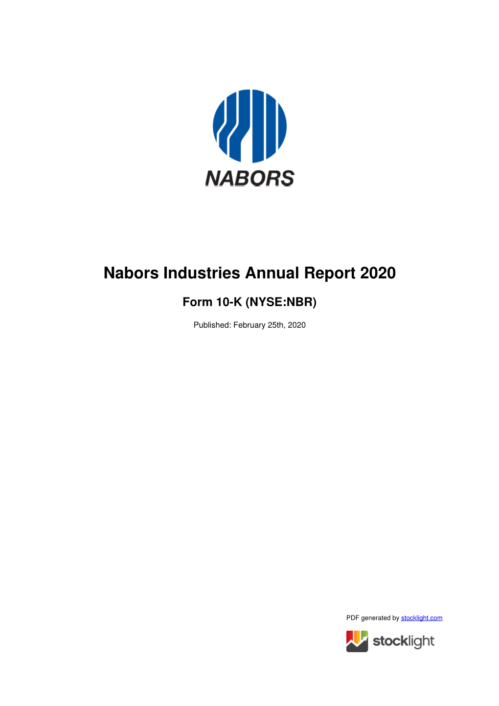 Nabors Industries Annual Report 2020