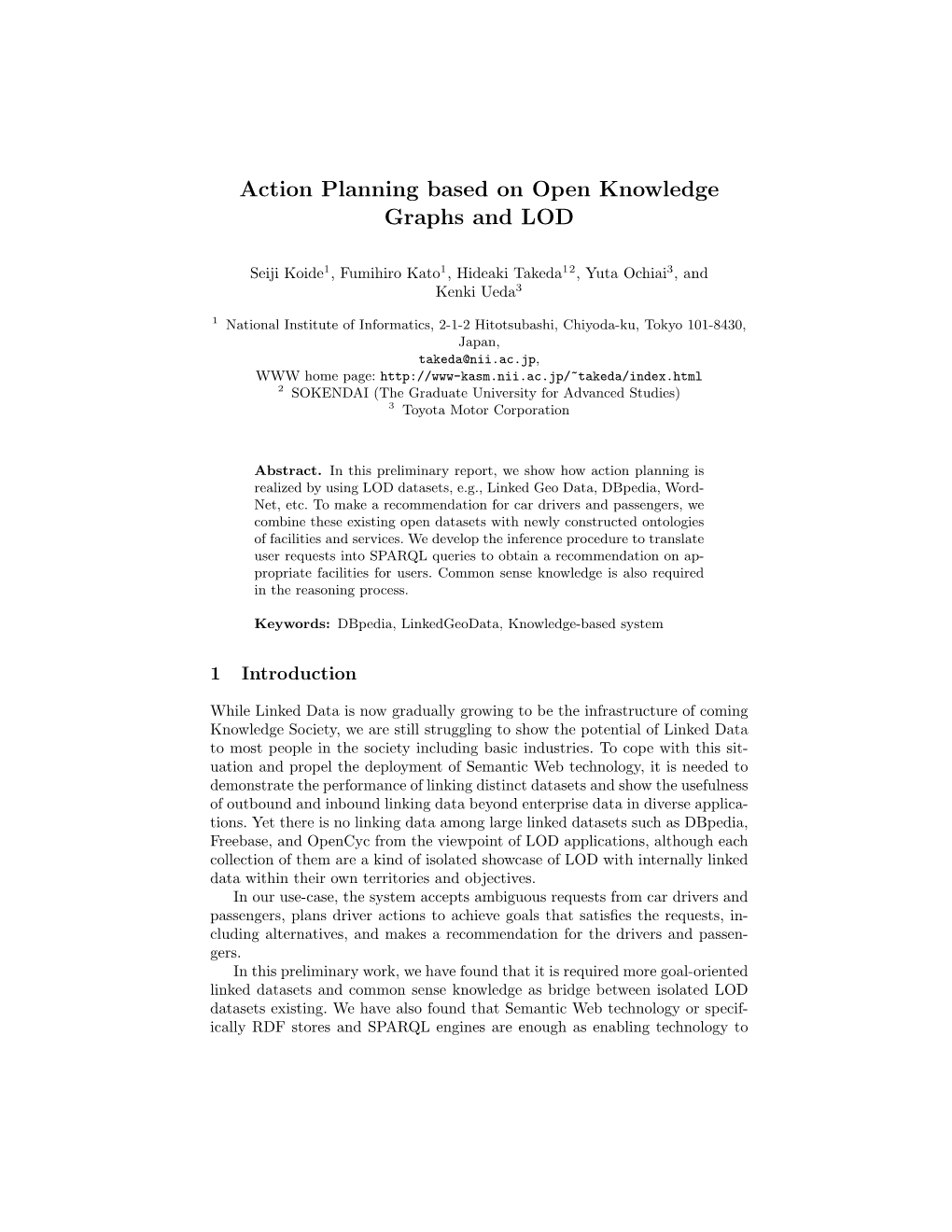 Action Planning Based on Open Knowledge Graphs and LOD