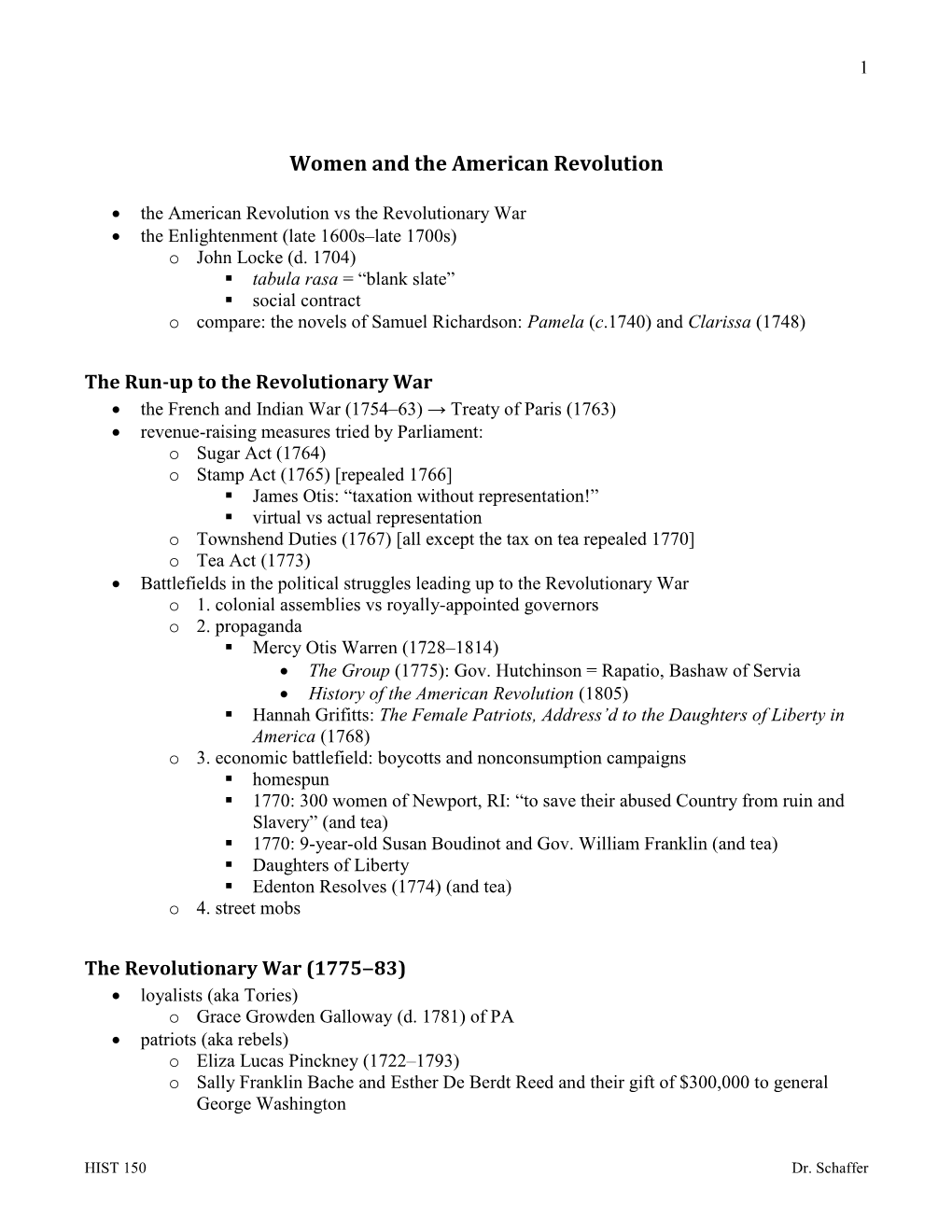 Women and the American Revolution
