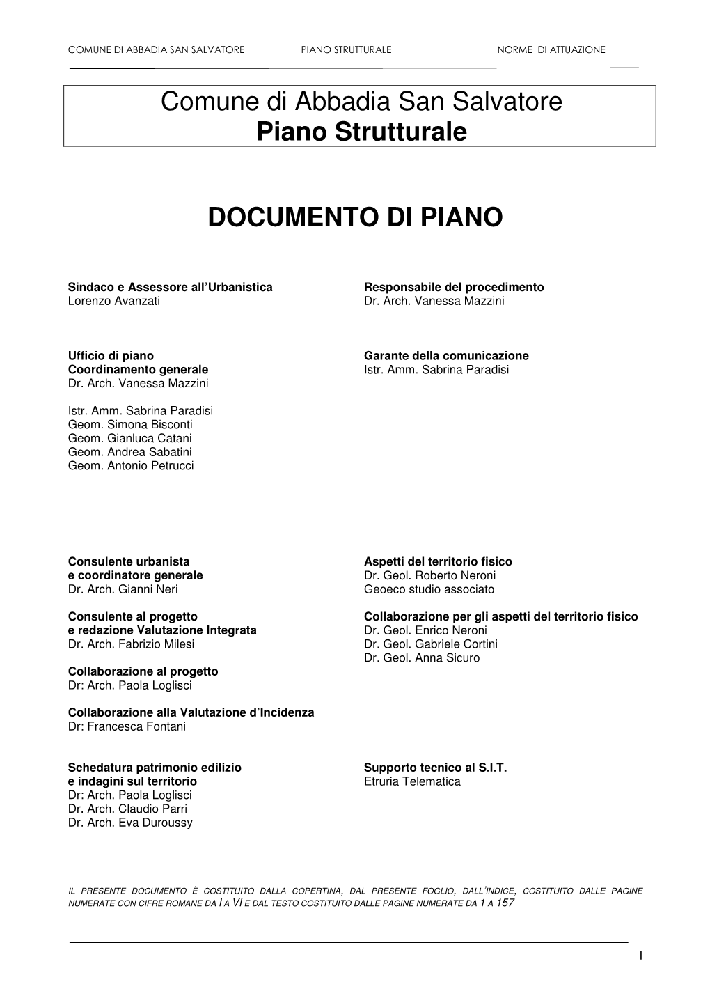 Comune Di Abbadia San Salvatore Piano Strutturale DOCUMENTO DI