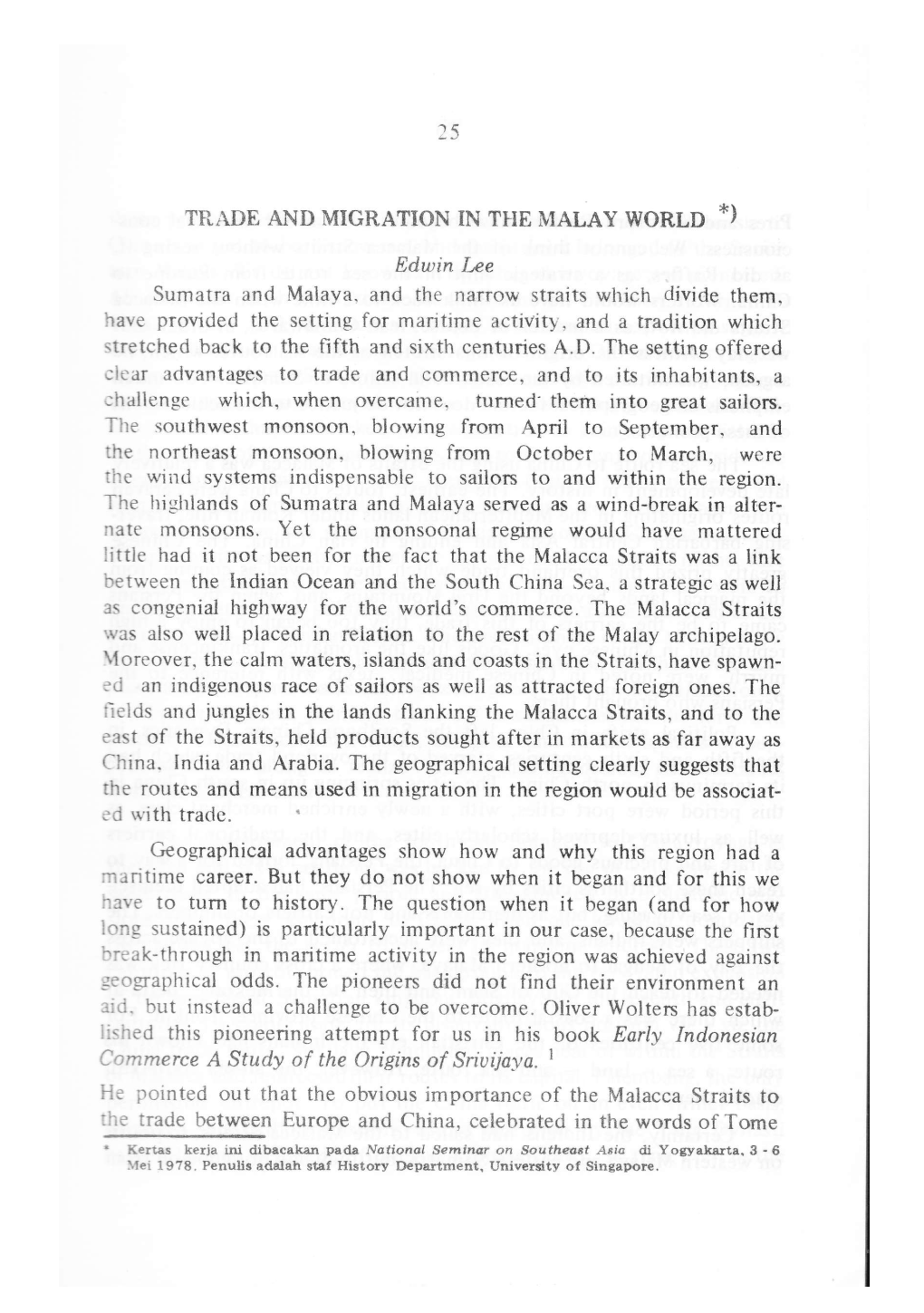 Page 1 TRADE and MIGRATION in the MALAY WORI PA Edwin Lee