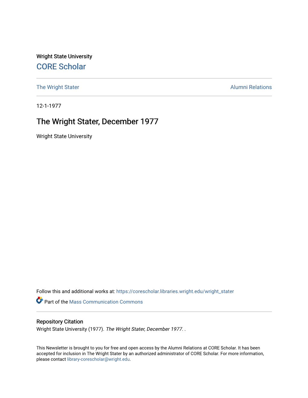 The Wright Stater, December 1977