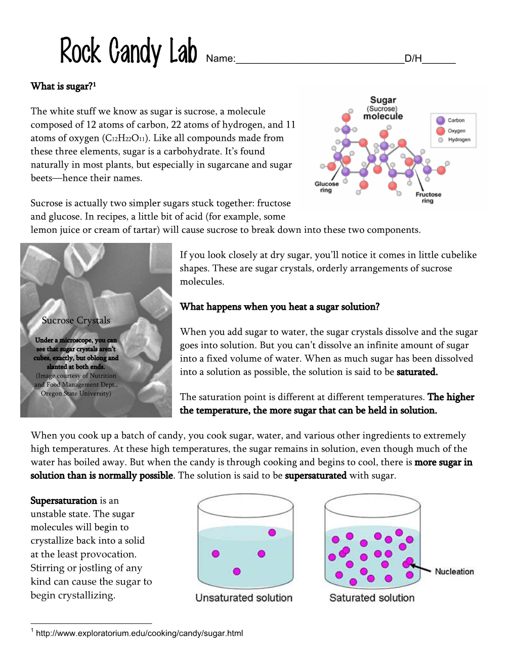 Rock Candy Lab Name:______D/H______