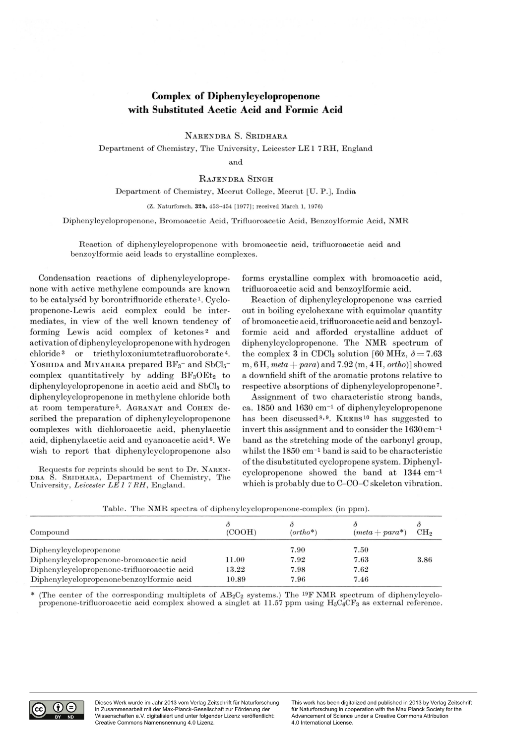 Complex of Diphenylcyclopropenone with Substituted Acetic Acid and Formic Acid