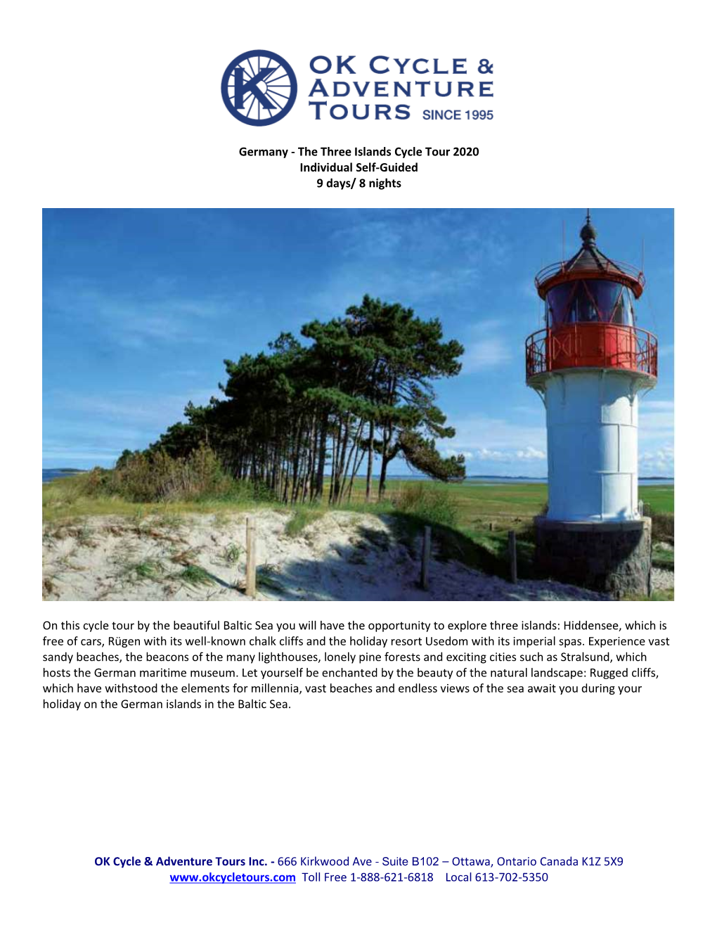 Germany - the Three Islands Cycle Tour 2020 Individual Self-Guided 9 Days/ 8 Nights