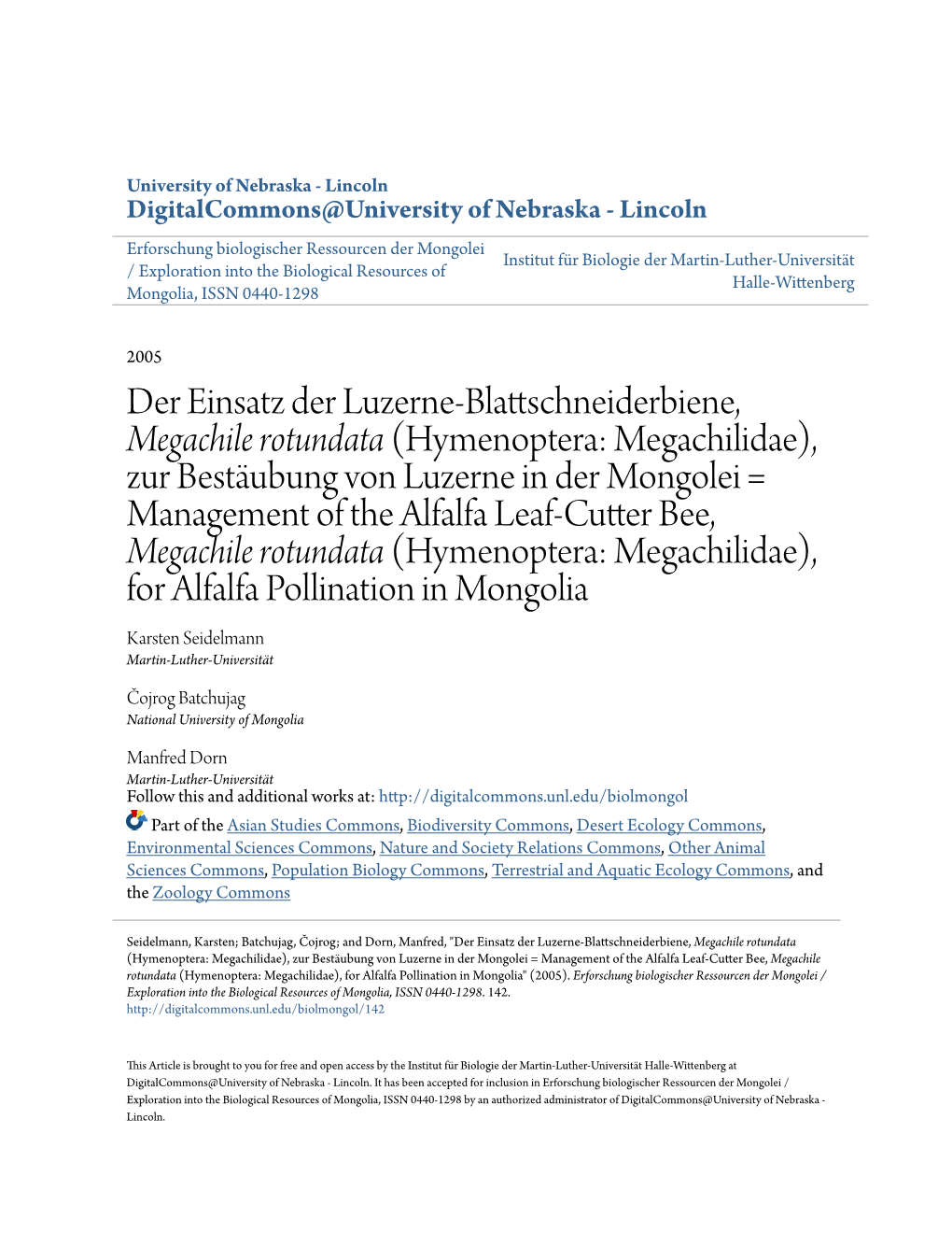 <I>Megachile Rotundata</I>