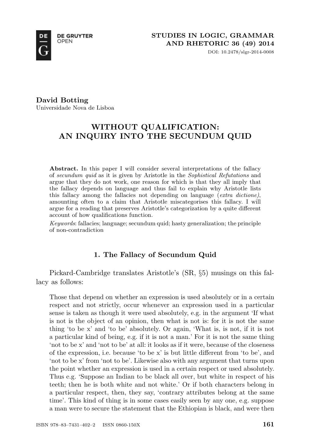 An Inquiry Into the Secundum Quid