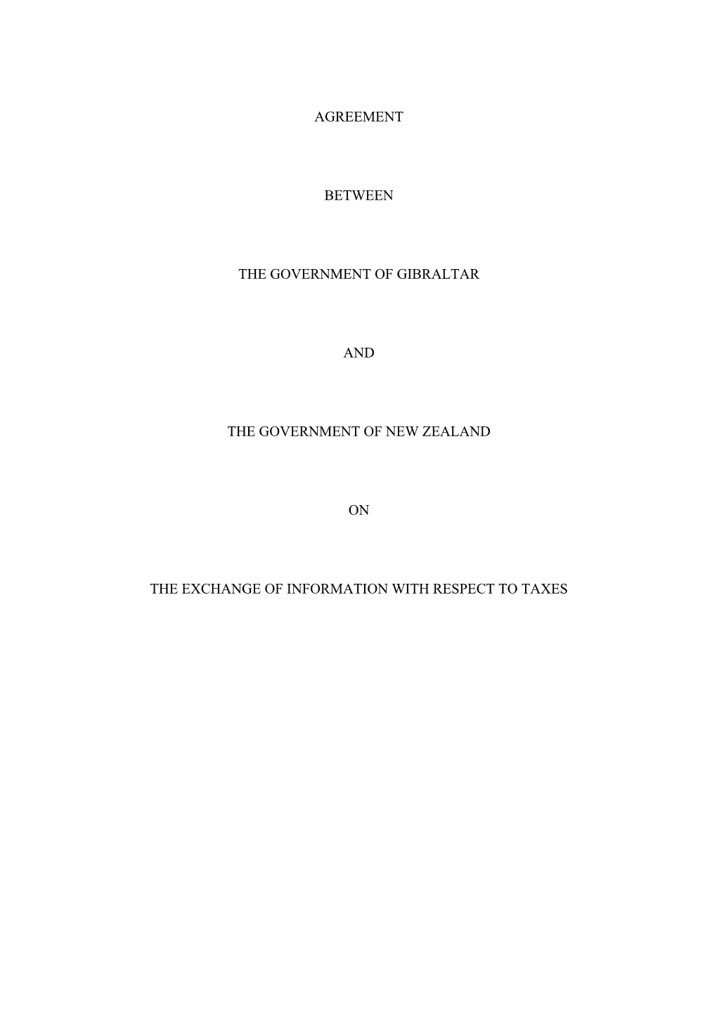 Agreement Between the Government of Gibraltar