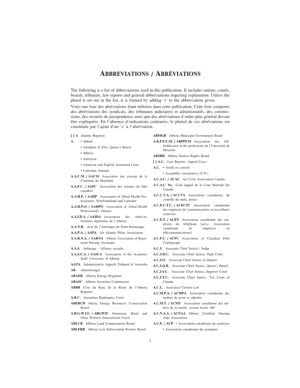 Abbreviations / Abr ´Eviations