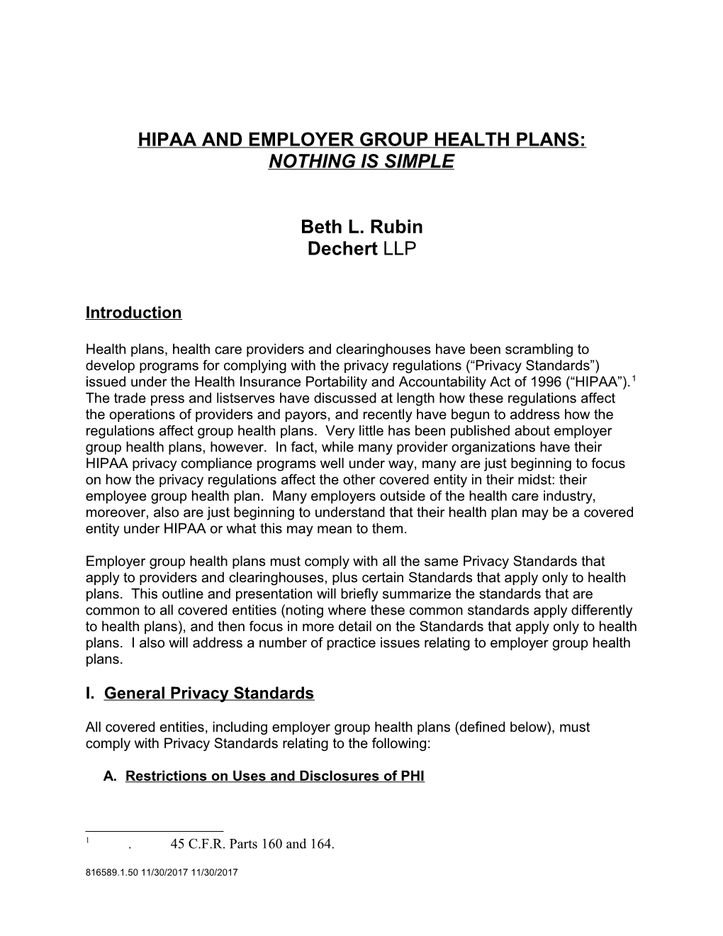 Hipaa And Employer Group Health Plans