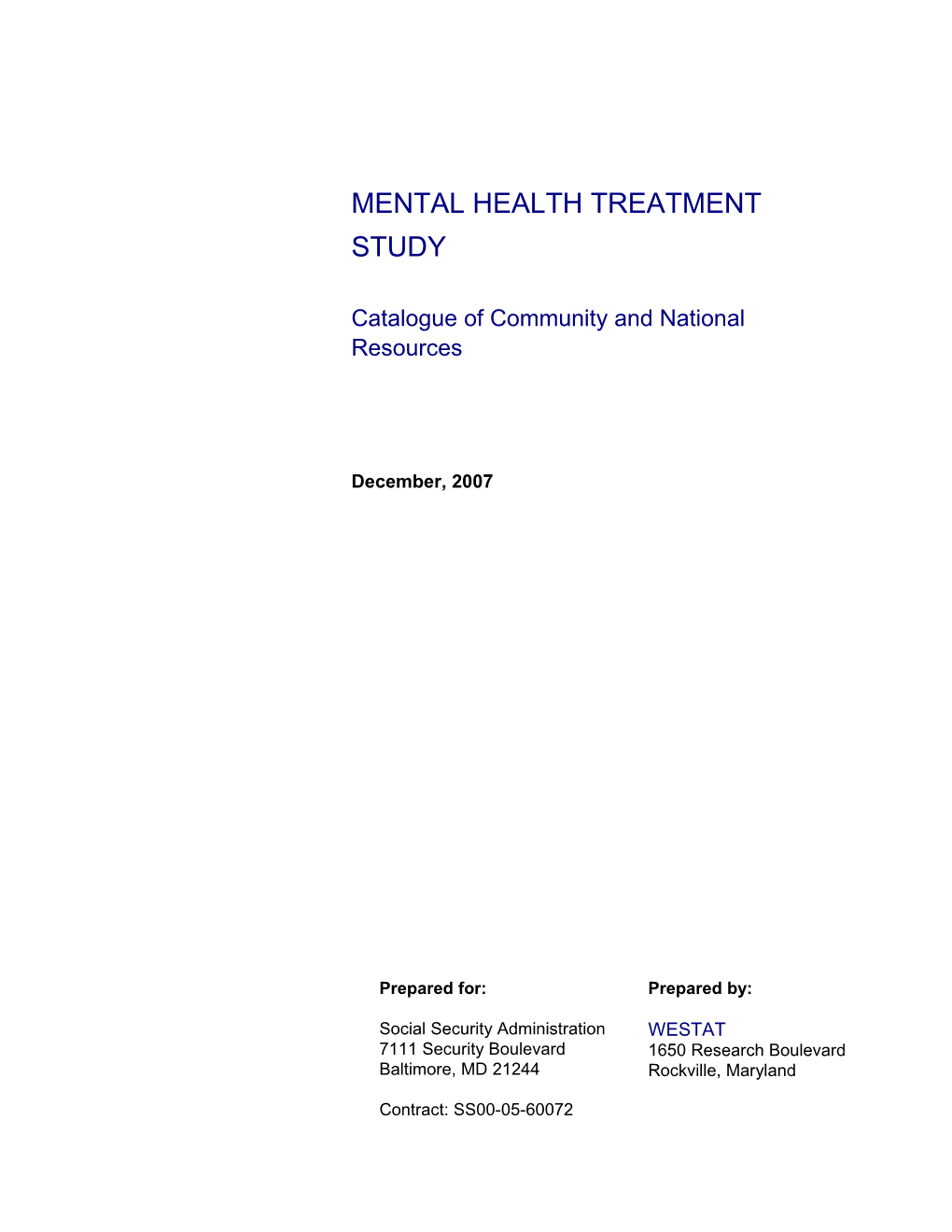 Mental Health Treatment Study