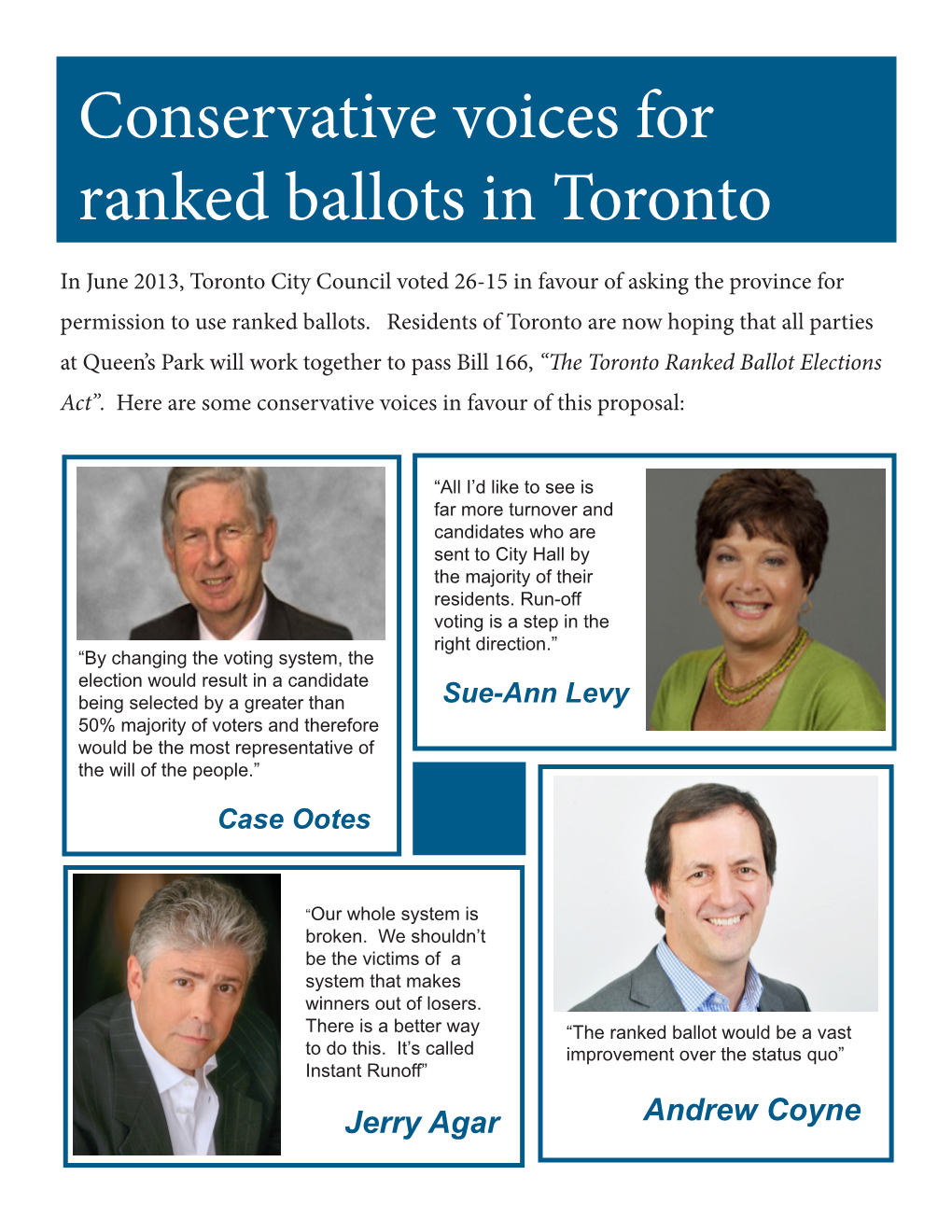 Conservative Voices for Ranked Ballots in Toronto