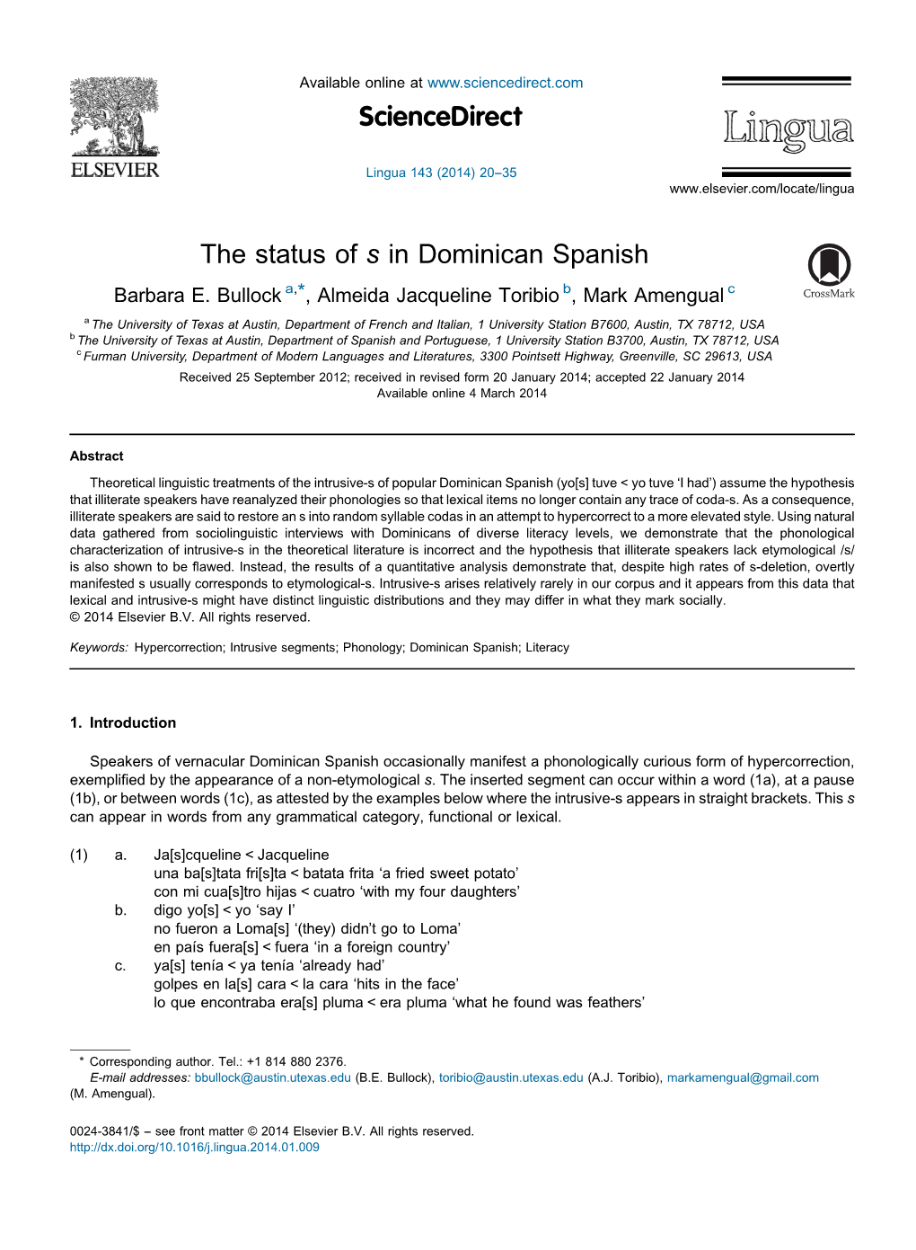 The Status of S in Dominican Spanish