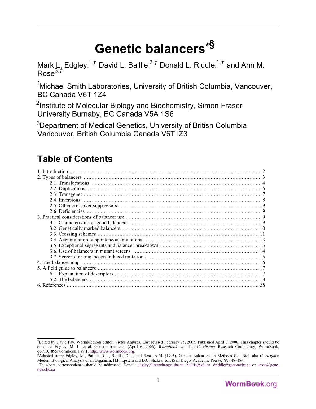 Genetic Balancers