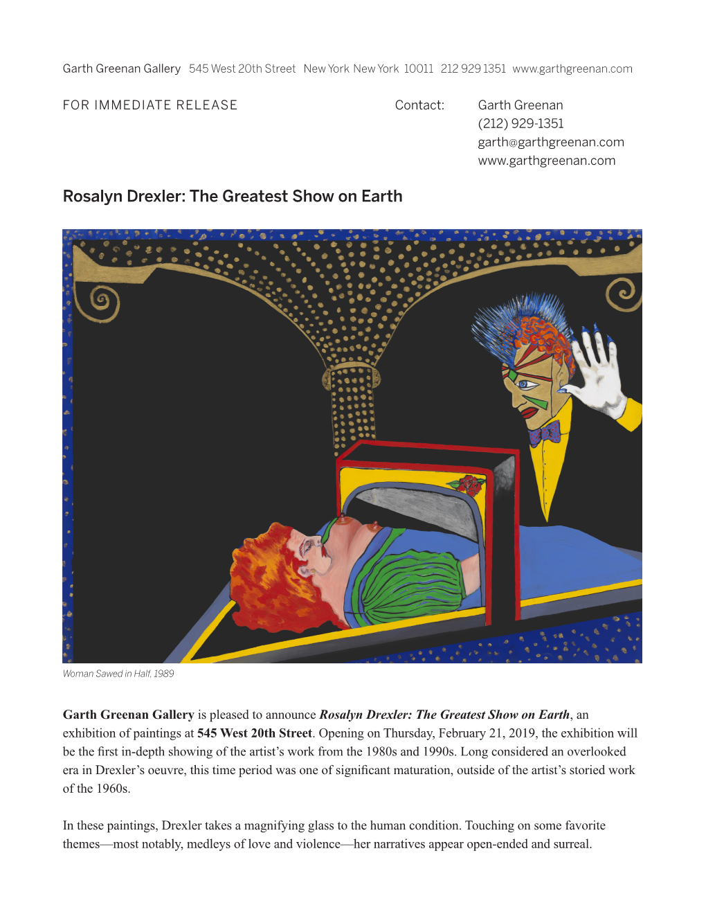 Rosalyn Drexler: the Greatest Show on Earth