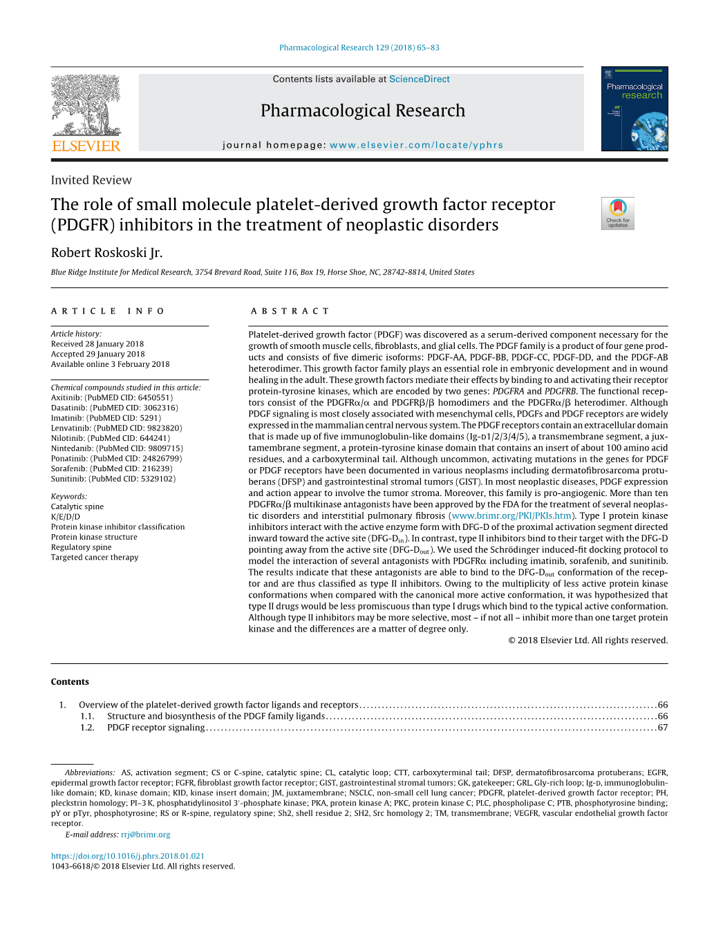 PDGFR) Inhibitors in the Treatment of Neoplastic Disorders