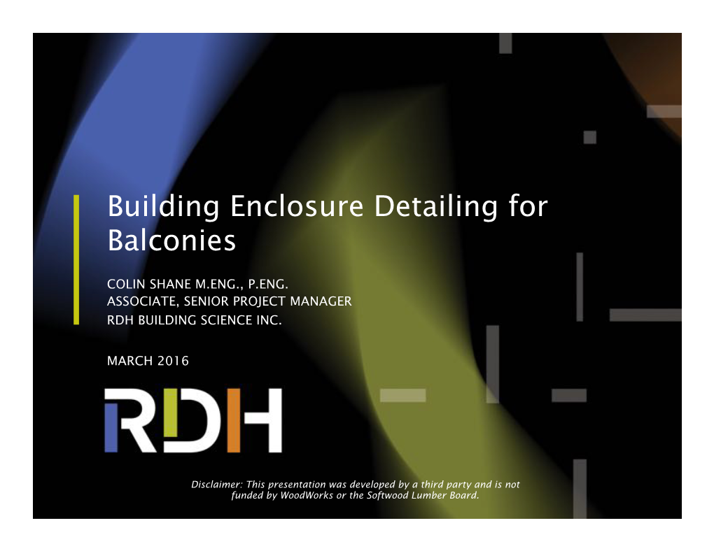 Building Enclosure Detailing for Balconies