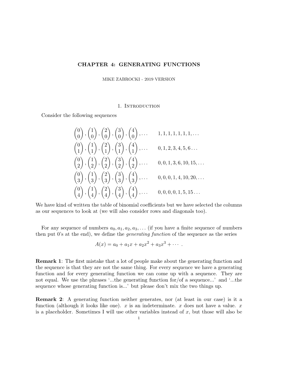 Generating Functions