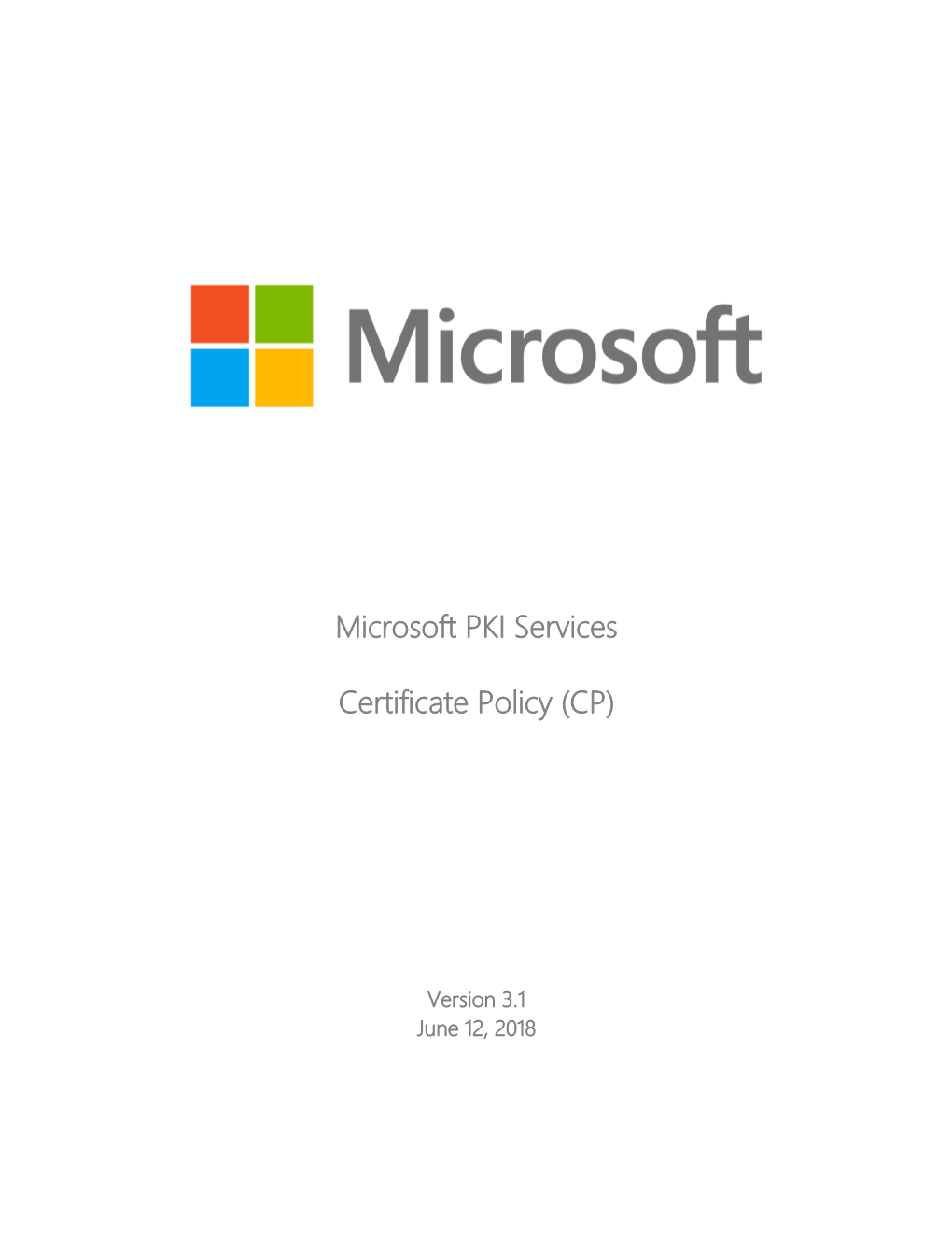 Microsoft PKI Services Certificate Policy (CP) V3.1