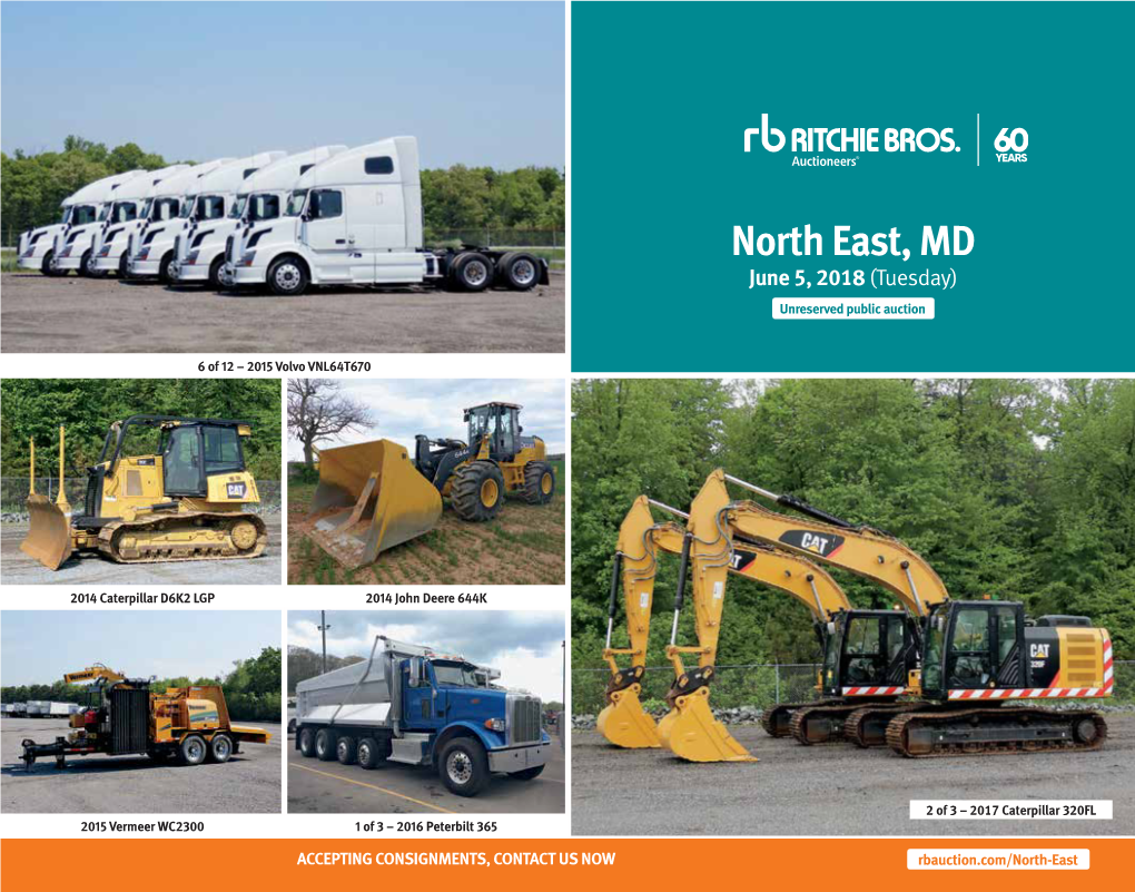 North East, MD June 5, 2018 (Tuesday) Unreserved Public Auction