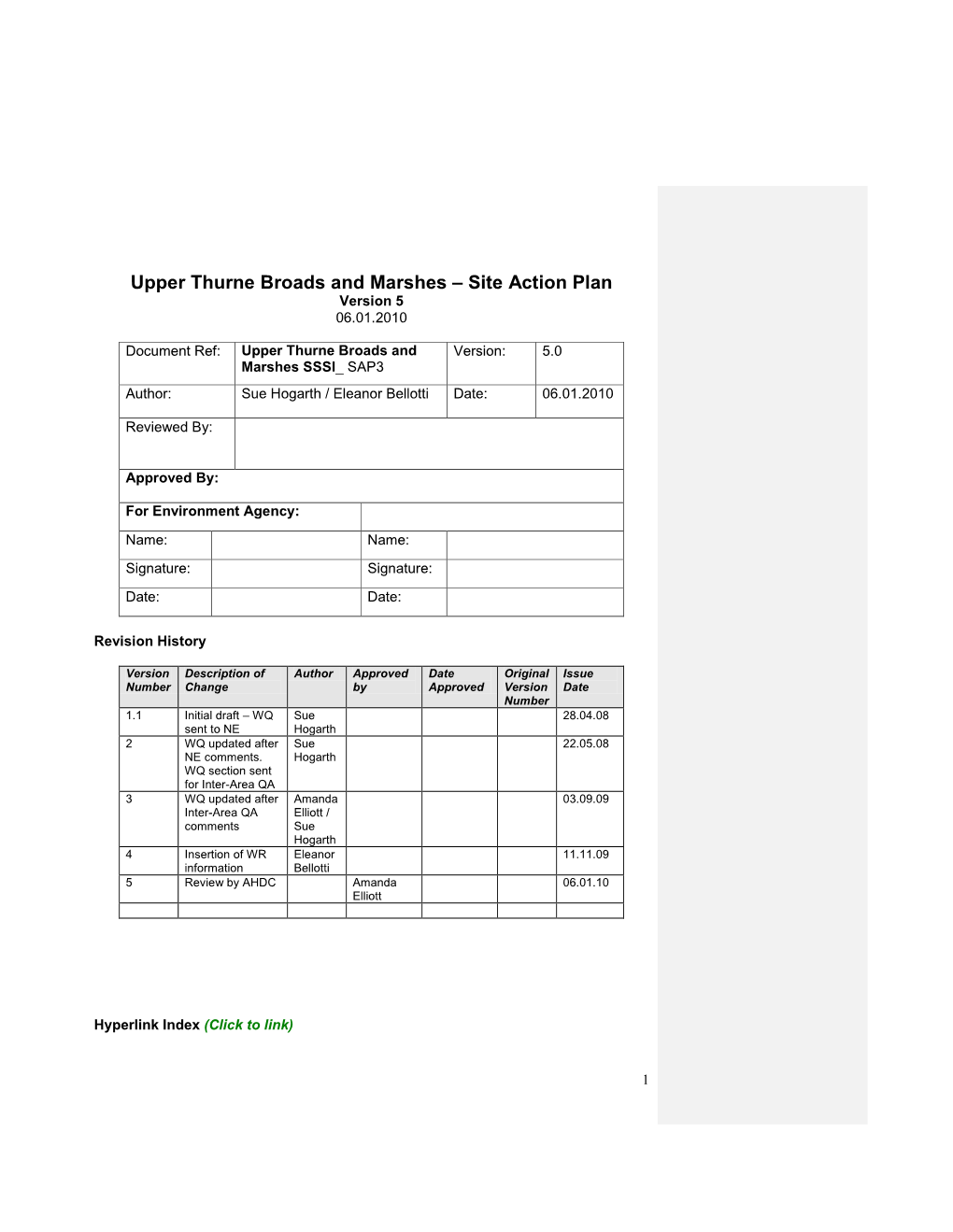 Upper Thurne Broads and Marshes – Site Action Plan Version 5 06.01.2010