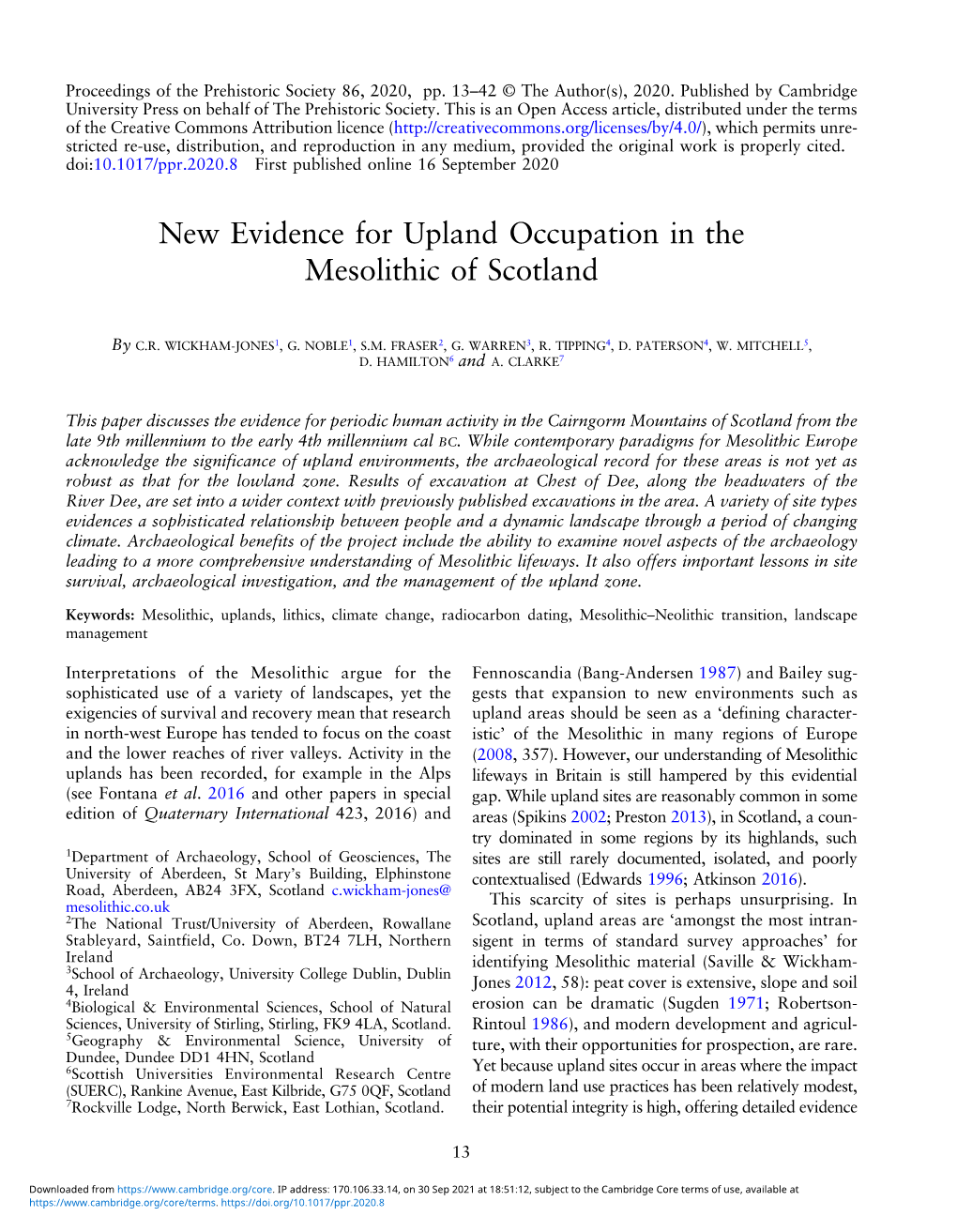 New Evidence for Upland Occupation in the Mesolithic of Scotland