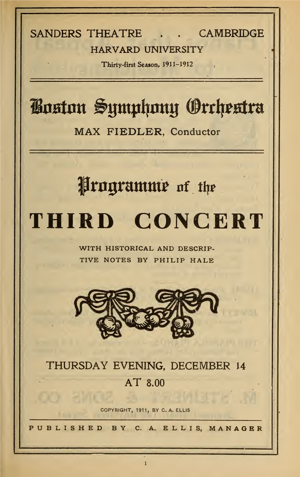 Boston Symphony Orchestra Concert Programs, Season 31,1911-1912, Trip