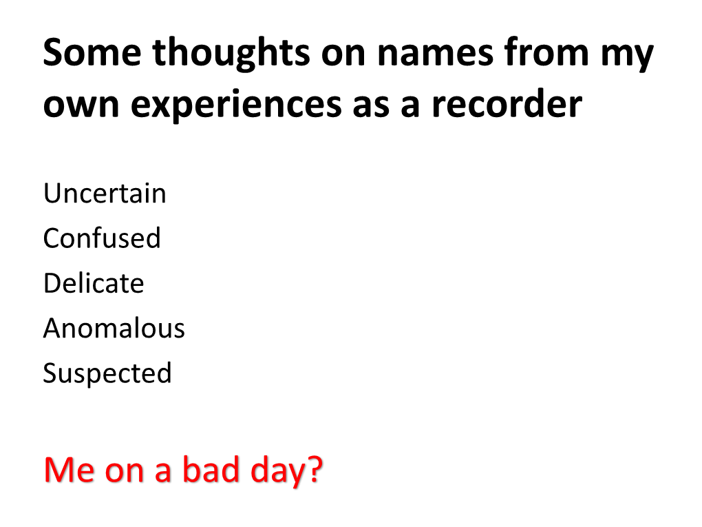 Some Thoughts on Names from My Own Experiences As a Recorder